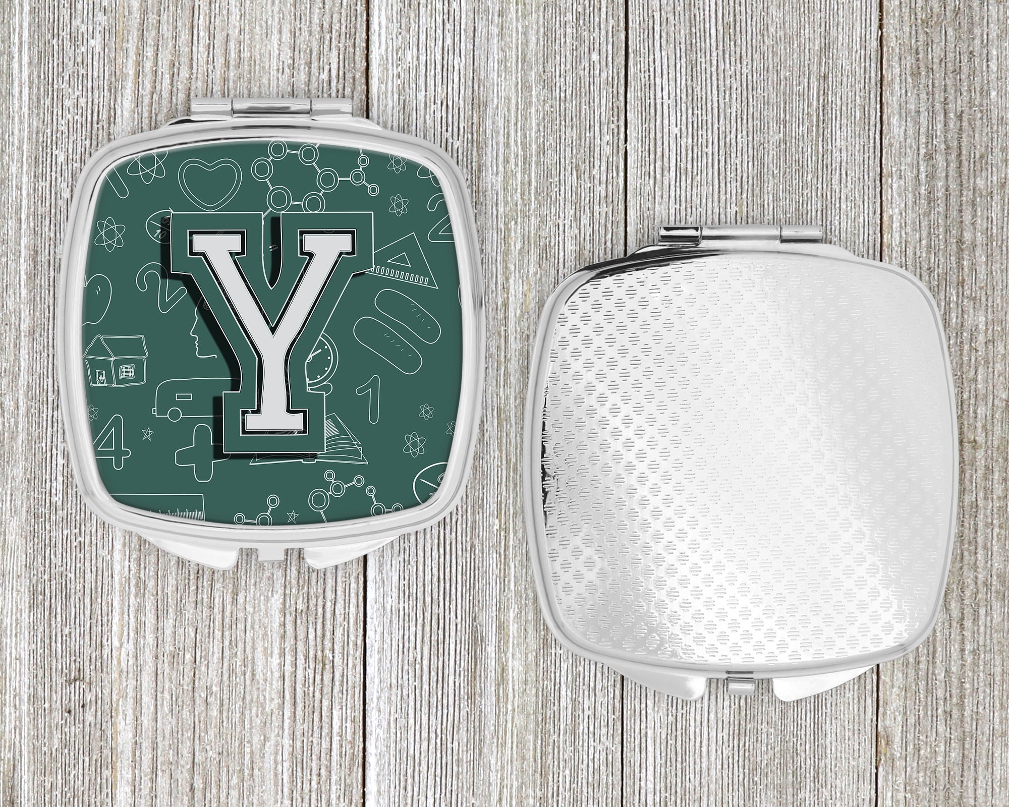Letter Y Back to School Initial Compact Mirror Decorative Travel Makeup Mirror for Women Girls Gifts Pocket Makeup Mirror Folding Handheld