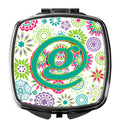 Letter G Flowers Pink Teal Green Initial Compact Mirror Decorative Travel Makeup Mirror for Women Girls Gifts Pocket Makeup Mirror Folding Handheld