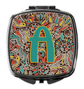 Letter A Retro Tribal Alphabet Initial Compact Mirror Decorative Travel Makeup Mirror for Women Girls Gifts Pocket Makeup Mirror Folding Handheld