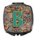Letter B Retro Tribal Alphabet Initial Compact Mirror Decorative Travel Makeup Mirror for Women Girls Gifts Pocket Makeup Mirror Folding Handheld