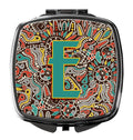 Letter E Retro Tribal Alphabet Initial Compact Mirror Decorative Travel Makeup Mirror for Women Girls Gifts Pocket Makeup Mirror Folding Handheld