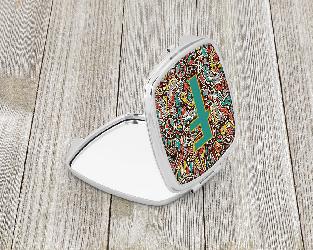 Letter F Retro Tribal Alphabet Initial Compact Mirror Decorative Travel Makeup Mirror for Women Girls Gifts Pocket Makeup Mirror Folding Handheld