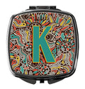 Letter K Retro Tribal Alphabet Initial Compact Mirror Decorative Travel Makeup Mirror for Women Girls Gifts Pocket Makeup Mirror Folding Handheld