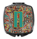 Letter N Retro Tribal Alphabet Initial Compact Mirror Decorative Travel Makeup Mirror for Women Girls Gifts Pocket Makeup Mirror Folding Handheld