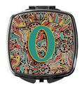 Letter O Retro Tribal Alphabet Initial Compact Mirror Decorative Travel Makeup Mirror for Women Girls Gifts Pocket Makeup Mirror Folding Handheld