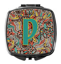 Letter P Retro Tribal Alphabet Initial Compact Mirror Decorative Travel Makeup Mirror for Women Girls Gifts Pocket Makeup Mirror Folding Handheld