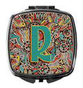 Letter R Retro Tribal Alphabet Initial Compact Mirror Decorative Travel Makeup Mirror for Women Girls Gifts Pocket Makeup Mirror Folding Handheld