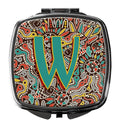 Letter W Retro Tribal Alphabet Initial Compact Mirror Decorative Travel Makeup Mirror for Women Girls Gifts Pocket Makeup Mirror Folding Handheld