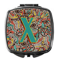 Letter X Retro Tribal Alphabet Initial Compact Mirror Decorative Travel Makeup Mirror for Women Girls Gifts Pocket Makeup Mirror Folding Handheld