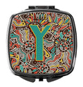 Letter Y Retro Tribal Alphabet Initial Compact Mirror Decorative Travel Makeup Mirror for Women Girls Gifts Pocket Makeup Mirror Folding Handheld