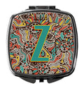 Letter Z Retro Tribal Alphabet Initial Compact Mirror Decorative Travel Makeup Mirror for Women Girls Gifts Pocket Makeup Mirror Folding Handheld