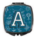 Letter A Sea Doodles Initial Alphabet Compact Mirror Decorative Travel Makeup Mirror for Women Girls Gifts Pocket Makeup Mirror Folding Handheld