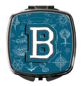 Letter B Sea Doodles Initial Alphabet Compact Mirror Decorative Travel Makeup Mirror for Women Girls Gifts Pocket Makeup Mirror Folding Handheld