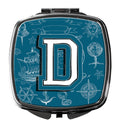Letter D Sea Doodles Initial Alphabet Compact Mirror Decorative Travel Makeup Mirror for Women Girls Gifts Pocket Makeup Mirror Folding Handheld