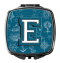 Letter E Sea Doodles Initial Alphabet Compact Mirror Decorative Travel Makeup Mirror for Women Girls Gifts Pocket Makeup Mirror Folding Handheld