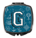Letter G Sea Doodles Initial Alphabet Compact Mirror Decorative Travel Makeup Mirror for Women Girls Gifts Pocket Makeup Mirror Folding Handheld
