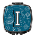 Letter I Sea Doodles Initial Alphabet Compact Mirror Decorative Travel Makeup Mirror for Women Girls Gifts Pocket Makeup Mirror Folding Handheld