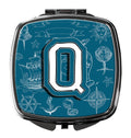Letter Q Sea Doodles Initial Alphabet Compact Mirror Decorative Travel Makeup Mirror for Women Girls Gifts Pocket Makeup Mirror Folding Handheld