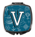 Letter V Sea Doodles Initial Alphabet Compact Mirror Decorative Travel Makeup Mirror for Women Girls Gifts Pocket Makeup Mirror Folding Handheld
