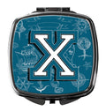 Letter X Sea Doodles Initial Alphabet Compact Mirror Decorative Travel Makeup Mirror for Women Girls Gifts Pocket Makeup Mirror Folding Handheld