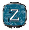 Letter Z Sea Doodles Initial Alphabet Compact Mirror Decorative Travel Makeup Mirror for Women Girls Gifts Pocket Makeup Mirror Folding Handheld