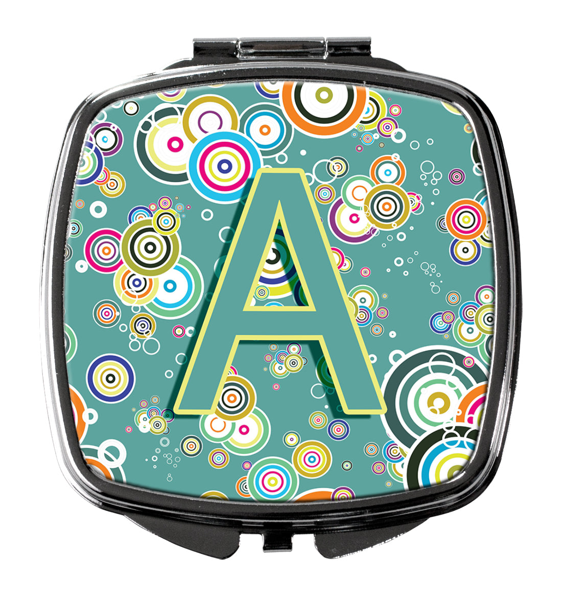 Letter A Circle Circle Teal Initial Alphabet Compact Mirror Decorative Travel Makeup Mirror for Women Girls Gifts Pocket Makeup Mirror Folding Handheld