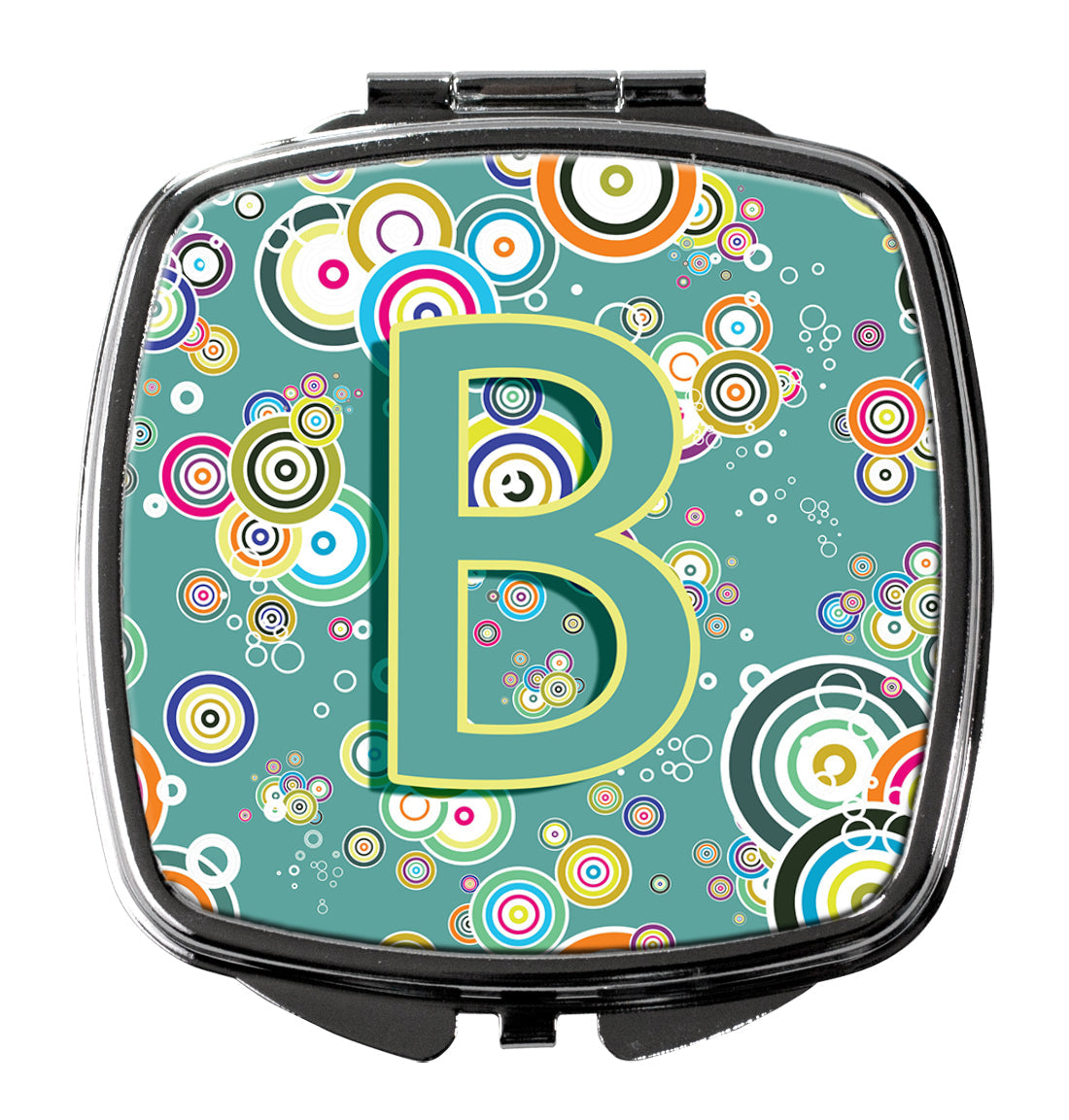 Letter B Circle Circle Teal Initial Alphabet Compact Mirror Decorative Travel Makeup Mirror for Women Girls Gifts Pocket Makeup Mirror Folding Handheld