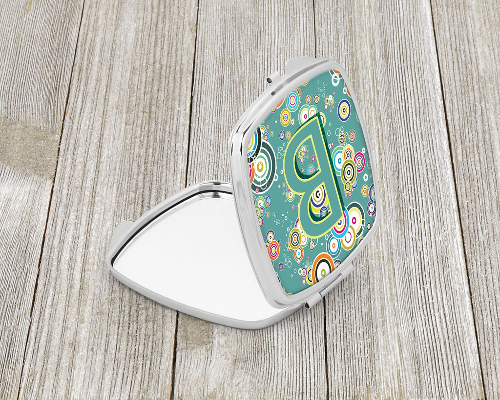 Letter B Circle Circle Teal Initial Alphabet Compact Mirror Decorative Travel Makeup Mirror for Women Girls Gifts Pocket Makeup Mirror Folding Handheld