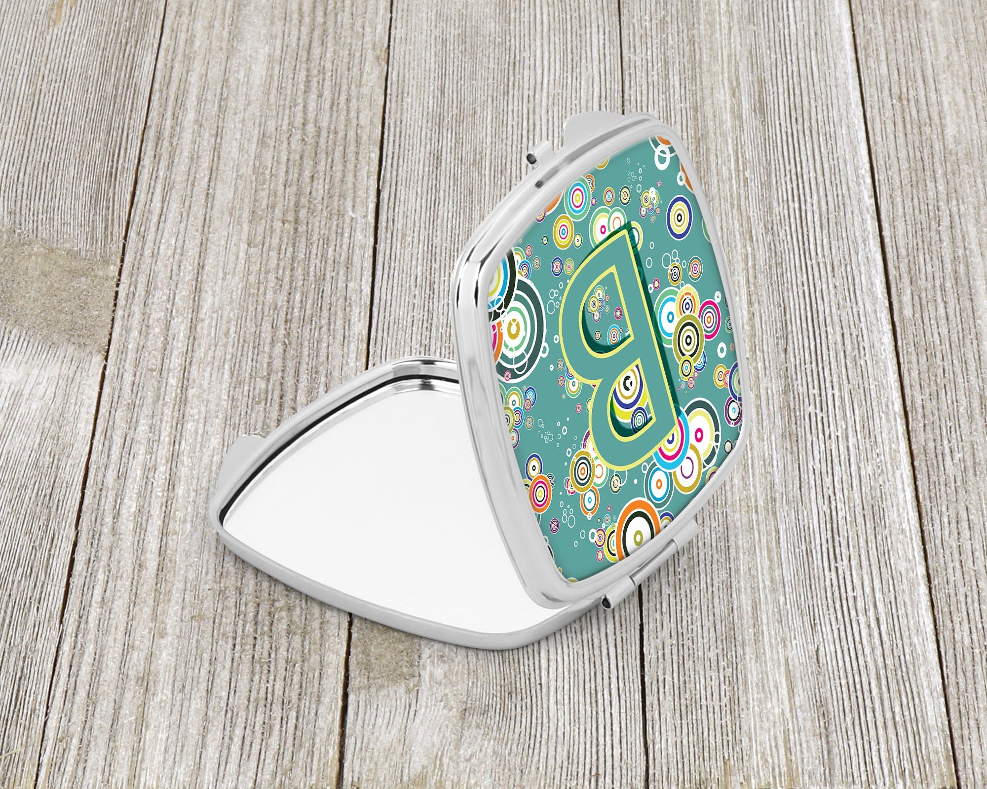 Letter B Circle Circle Teal Initial Alphabet Compact Mirror Decorative Travel Makeup Mirror for Women Girls Gifts Pocket Makeup Mirror Folding Handheld