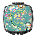 Letter C Circle Circle Teal Initial Alphabet Compact Mirror Decorative Travel Makeup Mirror for Women Girls Gifts Pocket Makeup Mirror Folding Handheld