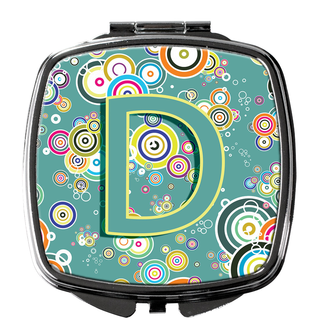 Letter D Circle Circle Teal Initial Alphabet Compact Mirror Decorative Travel Makeup Mirror for Women Girls Gifts Pocket Makeup Mirror Folding Handheld