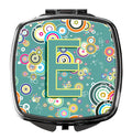 Letter E Circle Circle Teal Initial Alphabet Compact Mirror Decorative Travel Makeup Mirror for Women Girls Gifts Pocket Makeup Mirror Folding Handheld