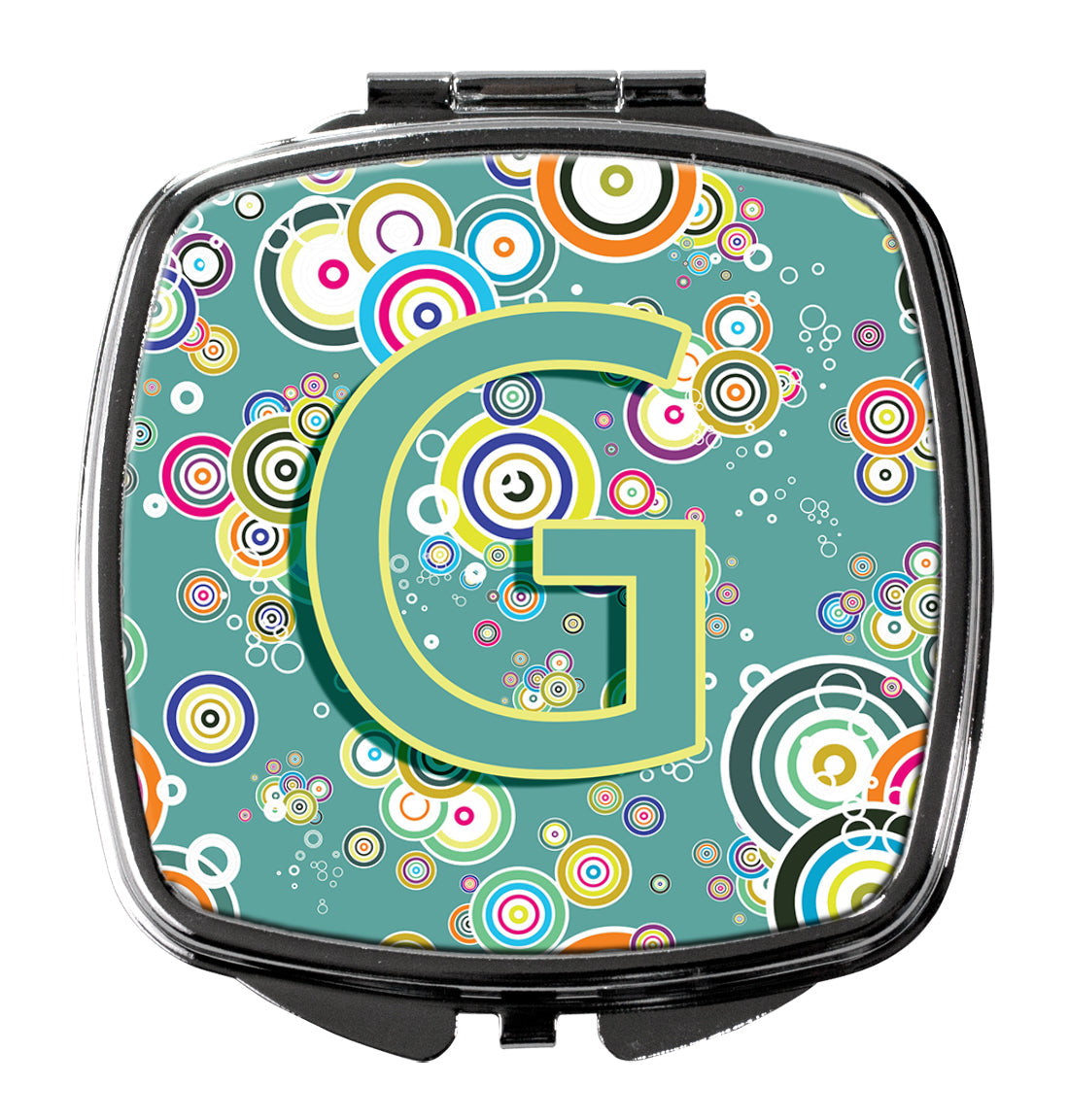 Letter G Circle Circle Teal Initial Alphabet Compact Mirror Decorative Travel Makeup Mirror for Women Girls Gifts Pocket Makeup Mirror Folding Handheld