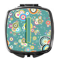 Letter I Circle Circle Teal Initial Alphabet Compact Mirror Decorative Travel Makeup Mirror for Women Girls Gifts Pocket Makeup Mirror Folding Handheld
