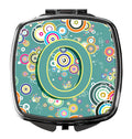 Letter O Circle Circle Teal Initial Alphabet Compact Mirror Decorative Travel Makeup Mirror for Women Girls Gifts Pocket Makeup Mirror Folding Handheld