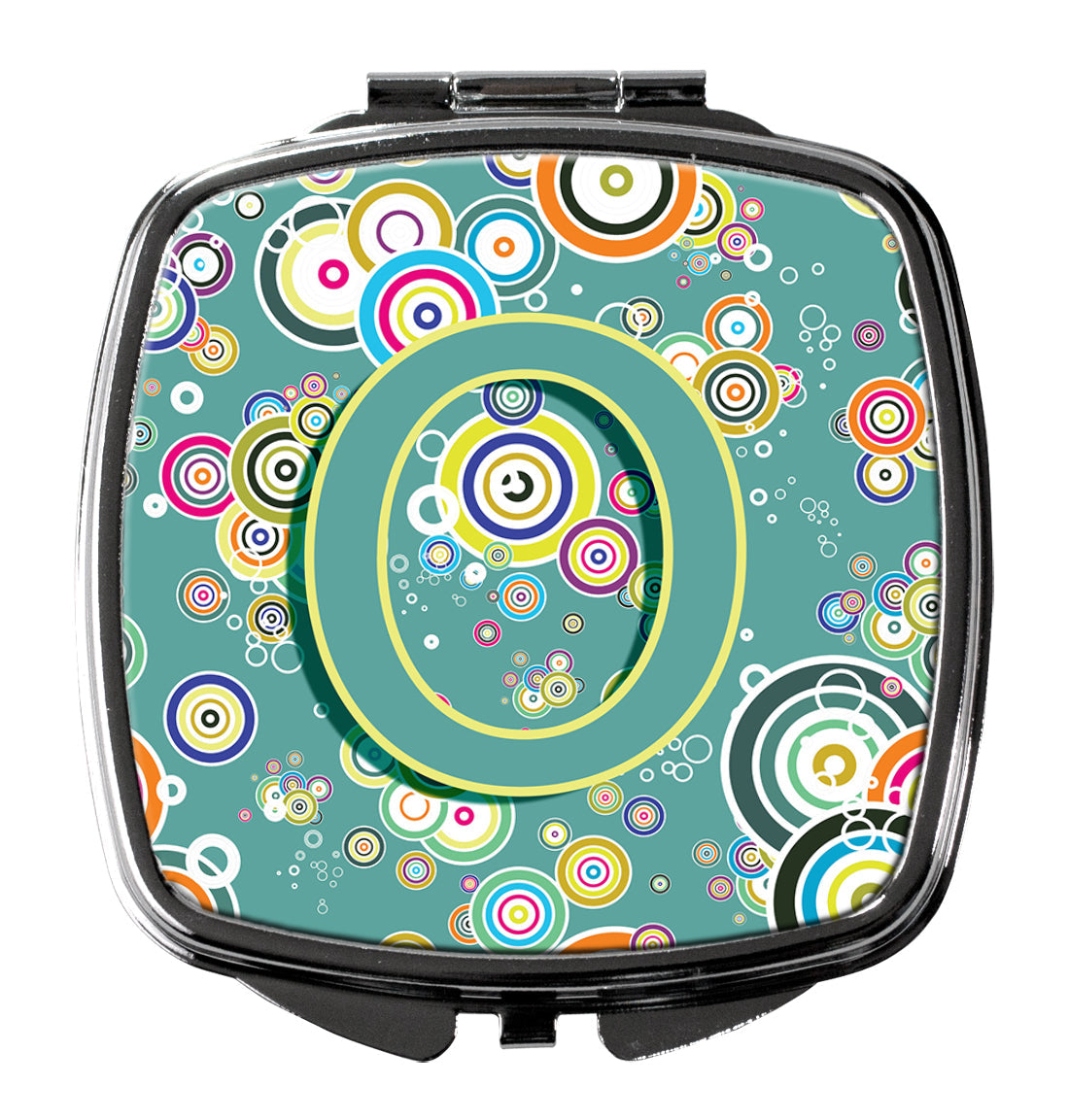Letter O Circle Circle Teal Initial Alphabet Compact Mirror Decorative Travel Makeup Mirror for Women Girls Gifts Pocket Makeup Mirror Folding Handheld