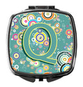 Letter Q Circle Circle Teal Initial Alphabet Compact Mirror Decorative Travel Makeup Mirror for Women Girls Gifts Pocket Makeup Mirror Folding Handheld