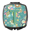 Letter T Circle Circle Teal Initial Alphabet Compact Mirror Decorative Travel Makeup Mirror for Women Girls Gifts Pocket Makeup Mirror Folding Handheld