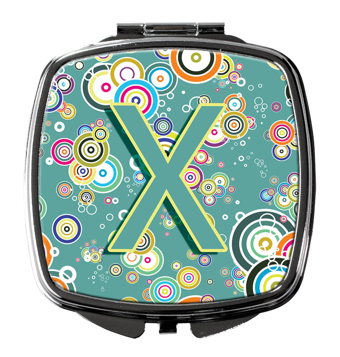 Letter X Circle Circle Teal Initial Alphabet Compact Mirror Decorative Travel Makeup Mirror for Women Girls Gifts Pocket Makeup Mirror Folding Handheld