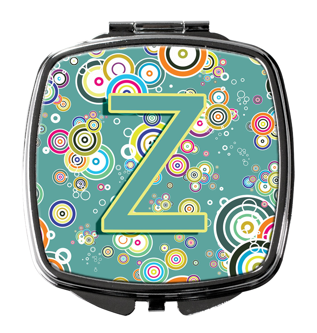 Letter Z Circle Circle Teal Initial Alphabet Compact Mirror Decorative Travel Makeup Mirror for Women Girls Gifts Pocket Makeup Mirror Folding Handheld
