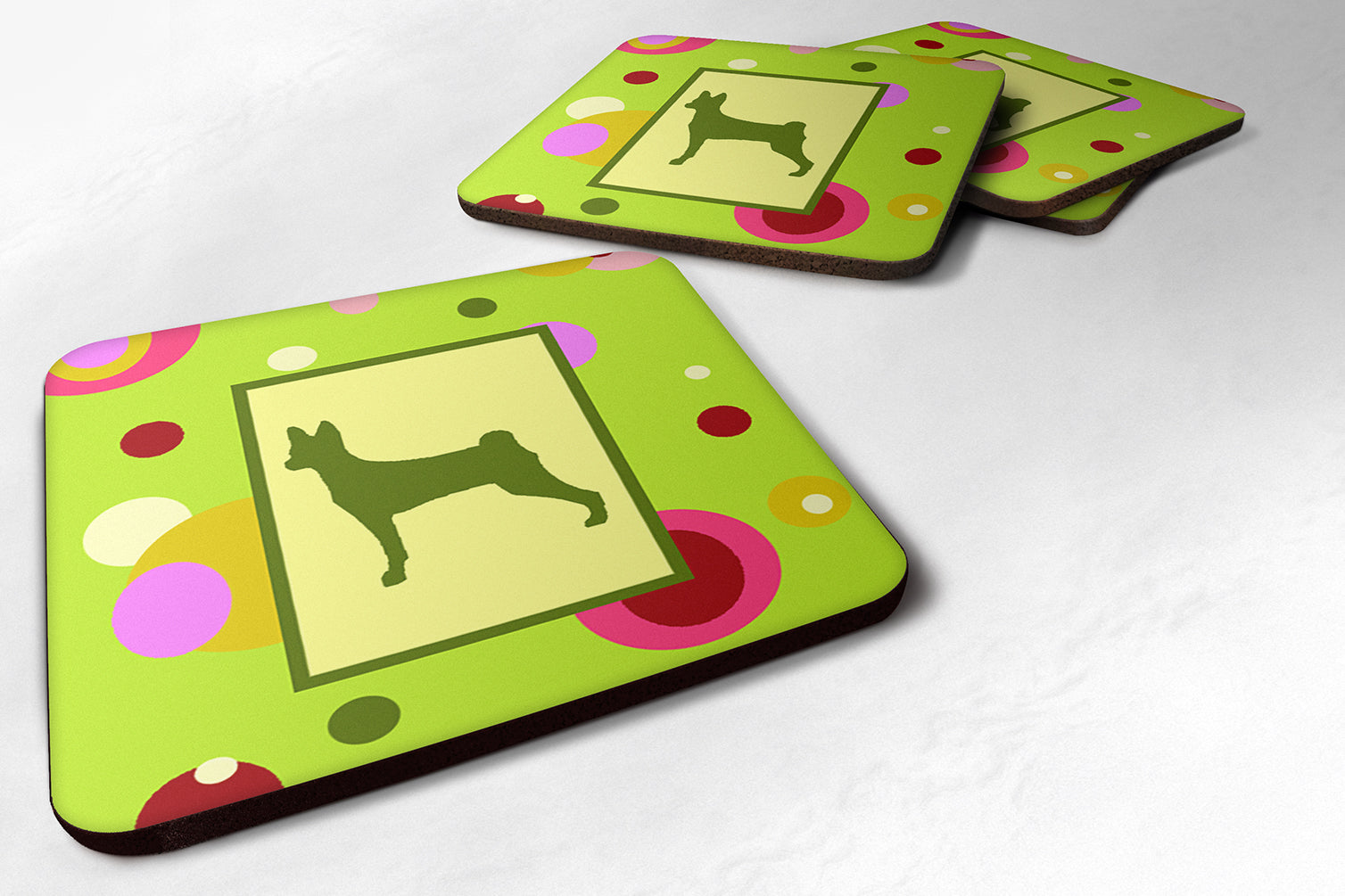 Basenji Foam Coasters Set of 4 Cup Coasters for Indoor Outdoor, Tabletop Protection, Anti Slip, Mouse pad Material