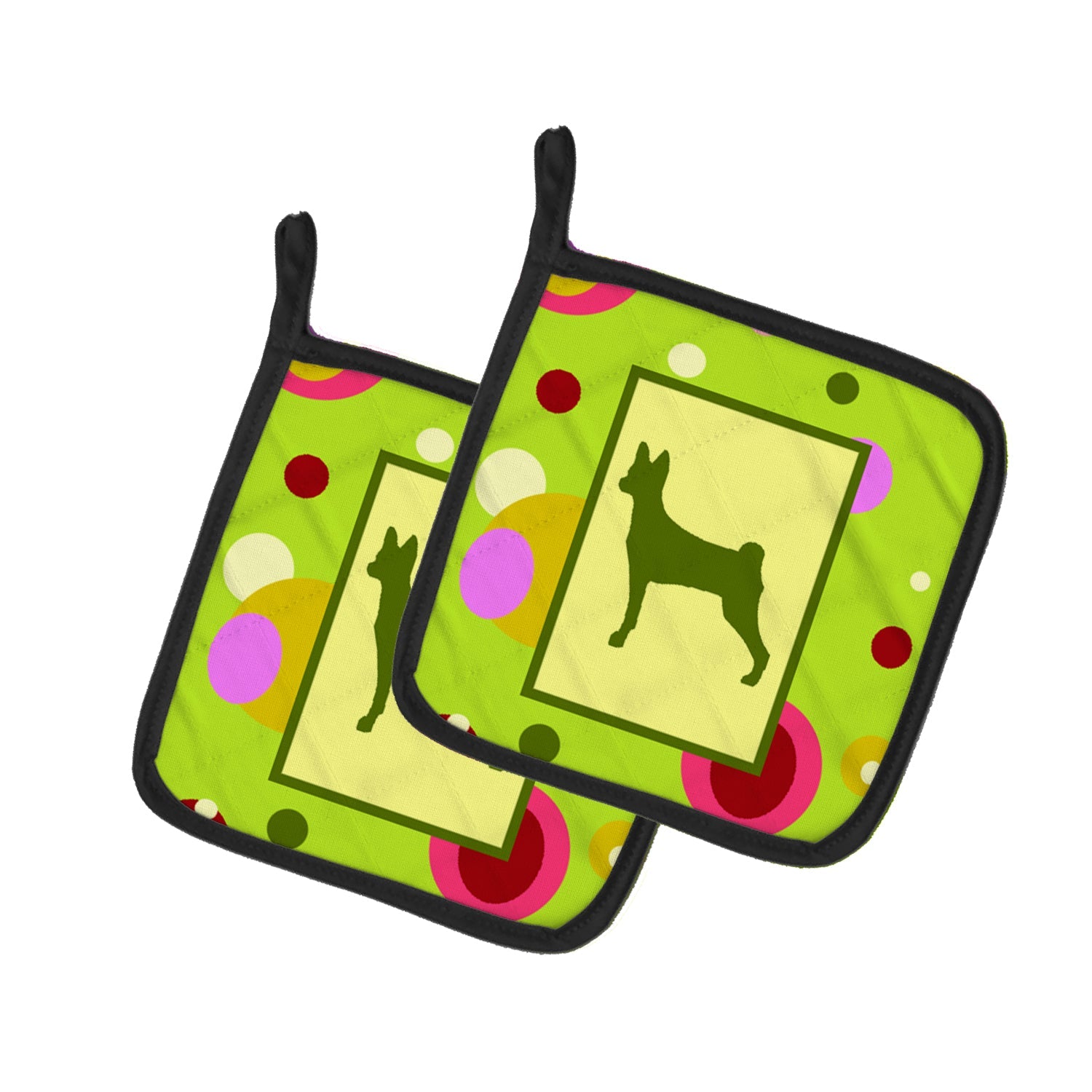 Basenji Pot Holder Set of 2 Heat Resistant Quilted Hot Pads 7.5 x 7.5 Inch, Insulated Kitchen Trivets for Cooking & Baking