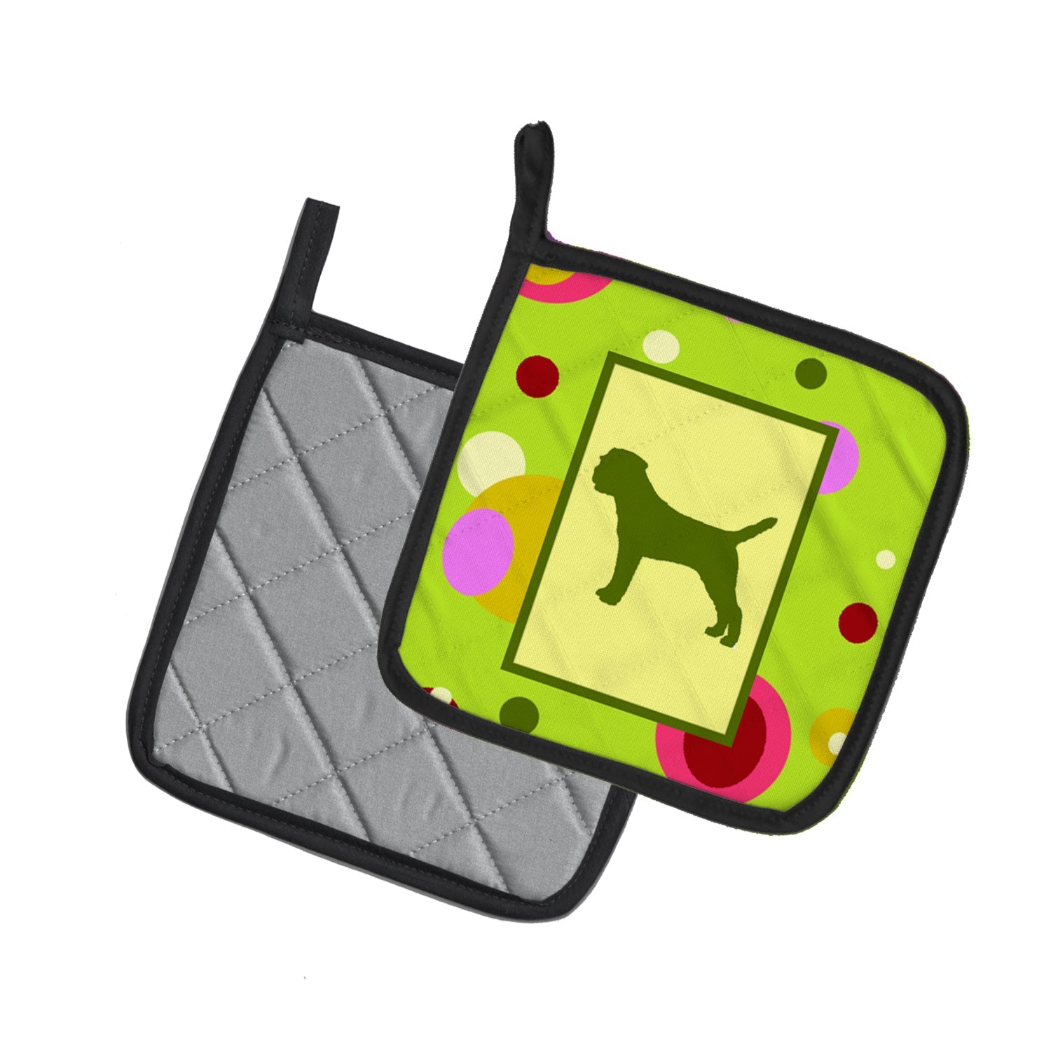Border Terrier Pot Holder Set of 2 Heat Resistant Quilted Hot Pads 7.5 x 7.5 Inch, Insulated Kitchen Trivets for Cooking & Baking