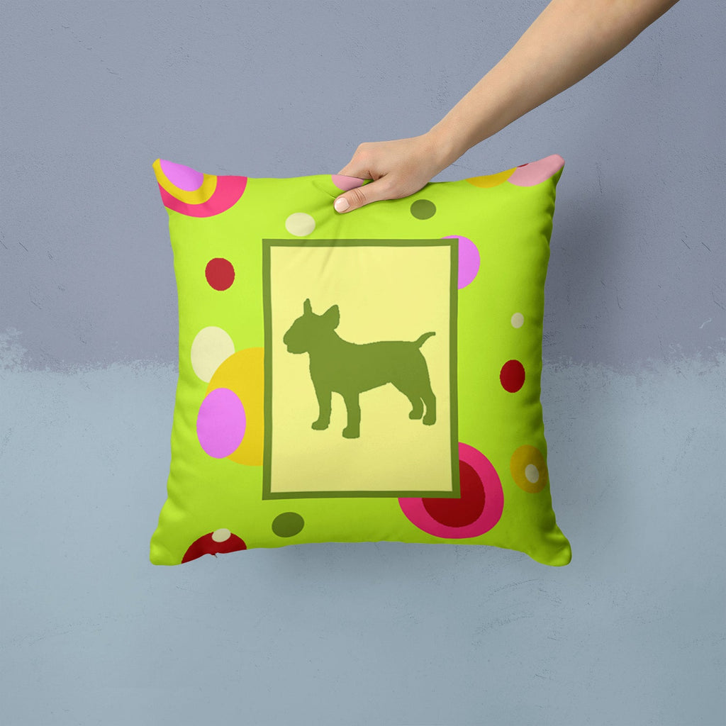 Bull Terrier Decorative Throw Pillow 14x14 Indoor Outdoor Accent Cushion, Fabric Cover with Insert for Sofa, Bed, Porch & Living Room