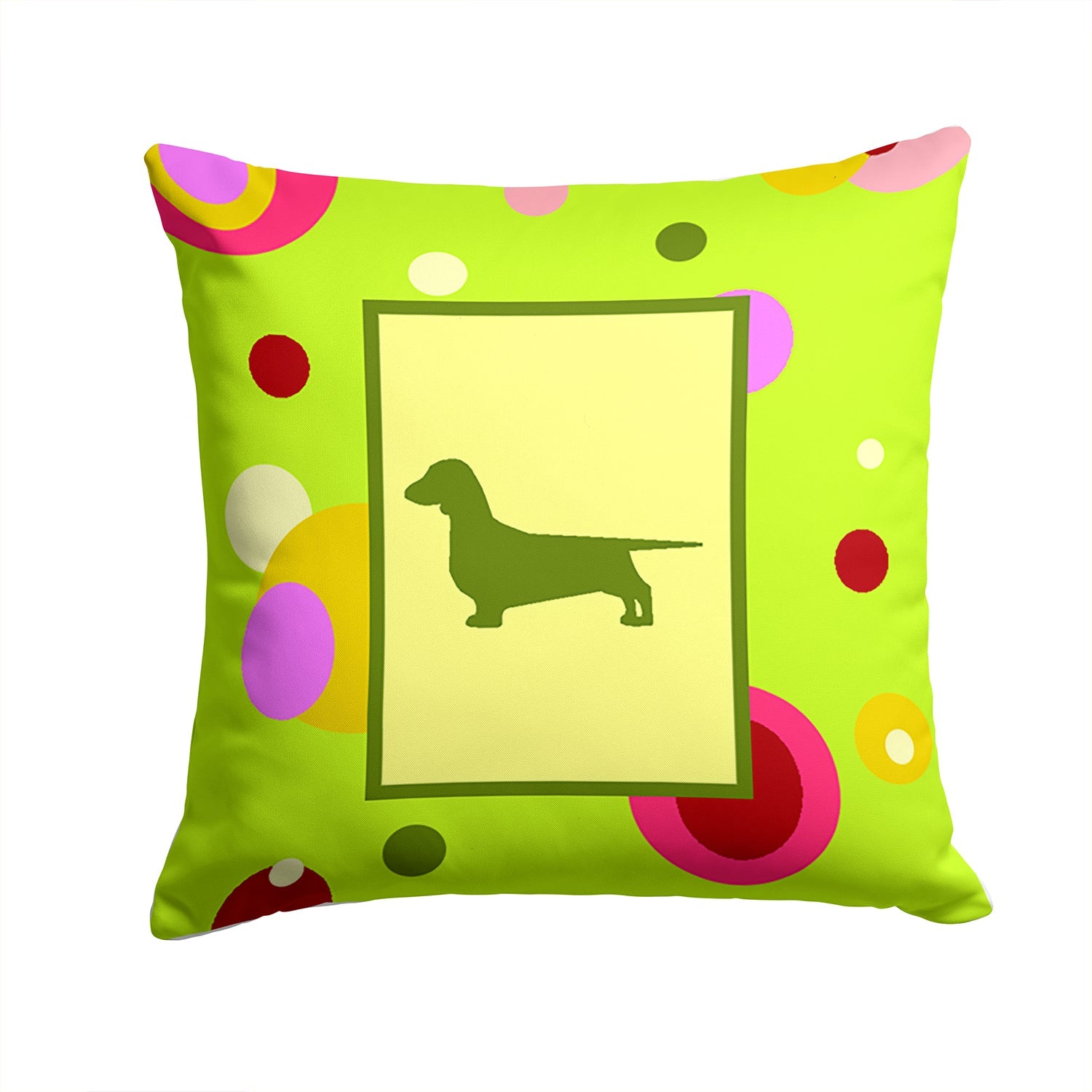 Dachshund Decorative Throw Pillow 14x14 Indoor Outdoor Accent Cushion, Fabric Cover with Insert for Sofa, Bed, Porch & Living Room