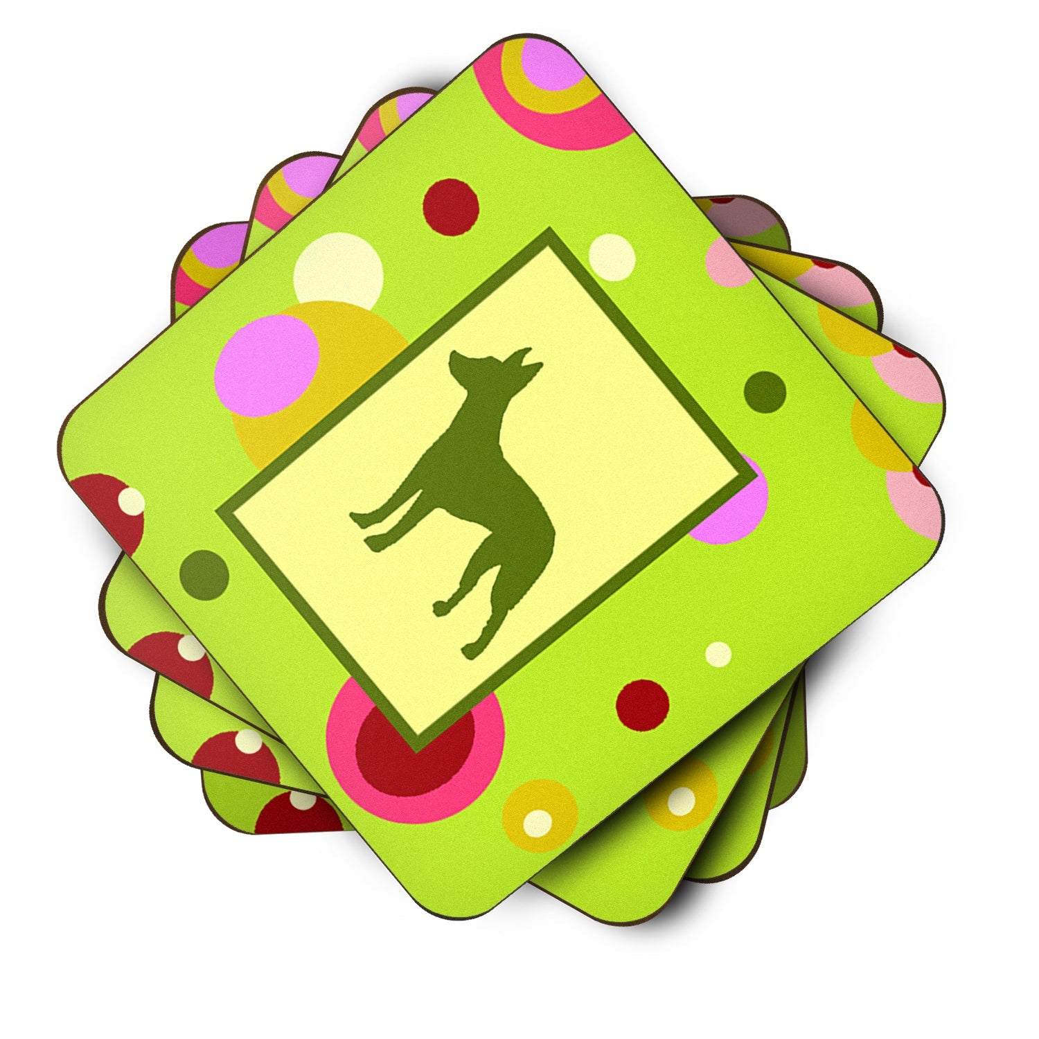 Manchester Terrier Foam Coasters Set of 4 Cup Coasters for Indoor Outdoor, Tabletop Protection, Anti Slip, Mouse pad Material