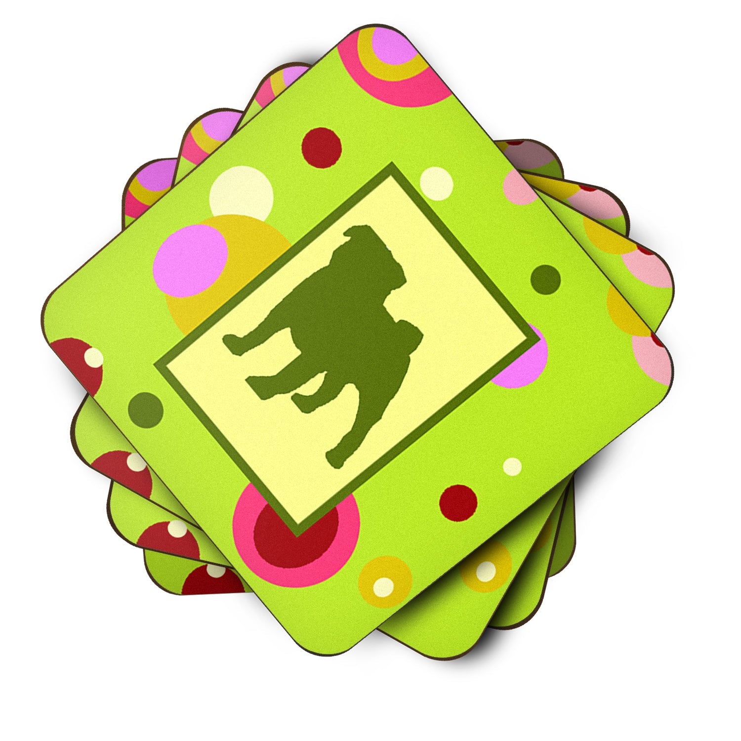 Pug Foam Coasters Set of 4 Cup Coasters for Indoor Outdoor, Tabletop Protection, Anti Slip, Mouse pad Material