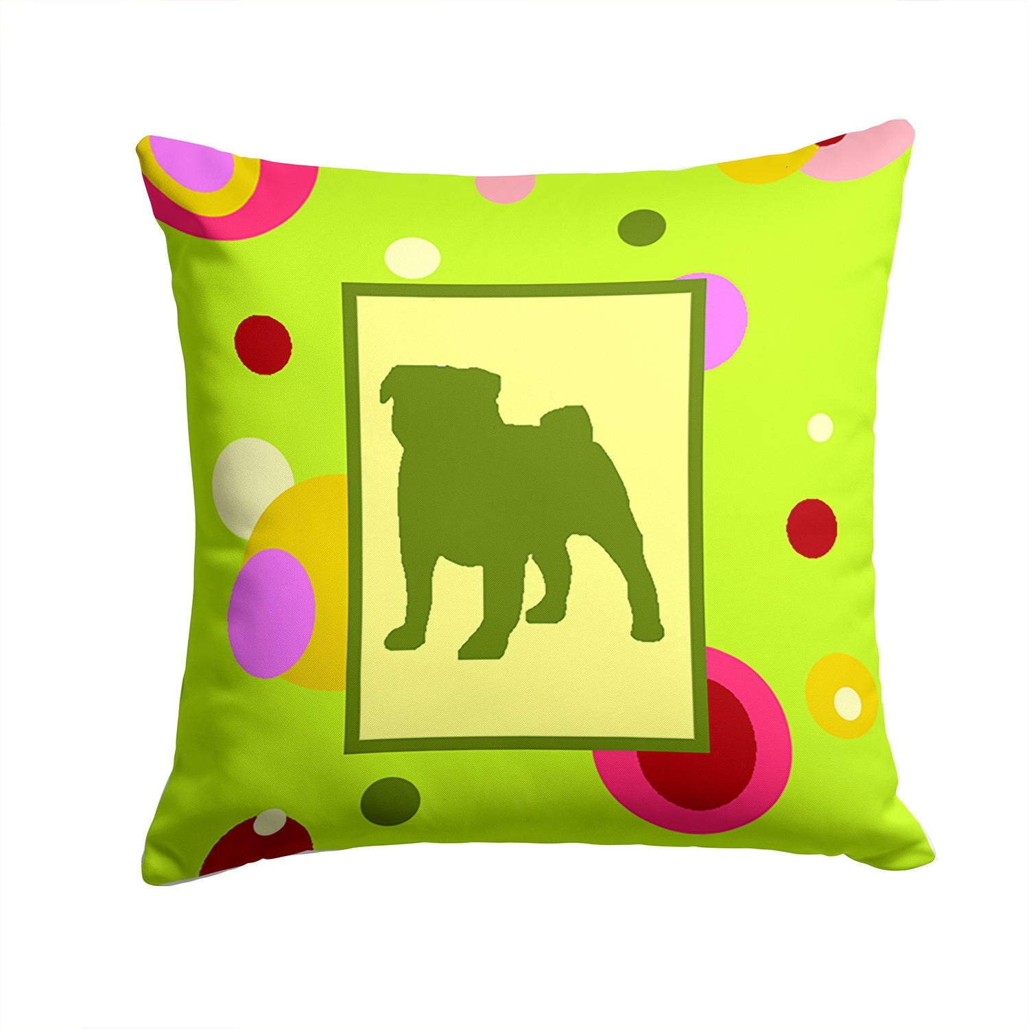 Pug Decorative Throw Pillow 14x14 Indoor Outdoor Accent Cushion, Fabric Cover with Insert for Sofa, Bed, Porch & Living Room