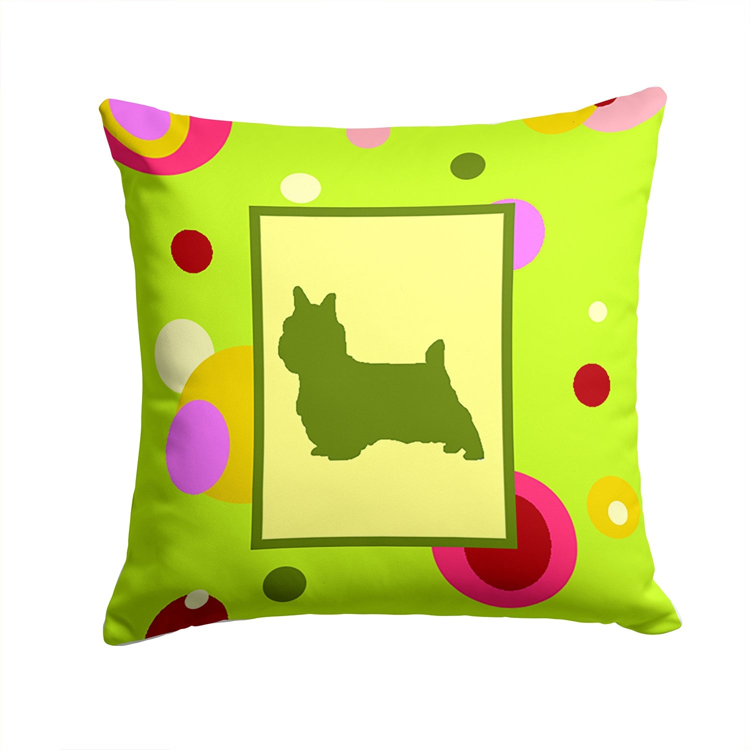 Silky Terrier Decorative Throw Pillow 14x14 Indoor Outdoor Accent Cushion, Fabric Cover with Insert for Sofa, Bed, Porch & Living Room