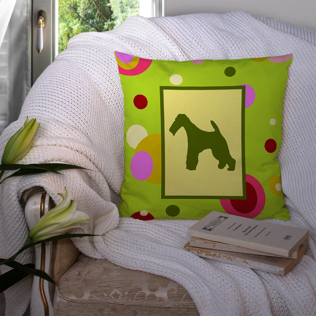 Fox Terrier Decorative Throw Pillow 14x14 Indoor Outdoor Accent Cushion, Fabric Cover with Insert for Sofa, Bed, Porch & Living Room